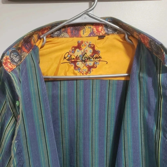 Robert Graham Mens Long Sleeve Button Down Multi-colored Striped Shirt, Size MM. - Picture 4 of 10